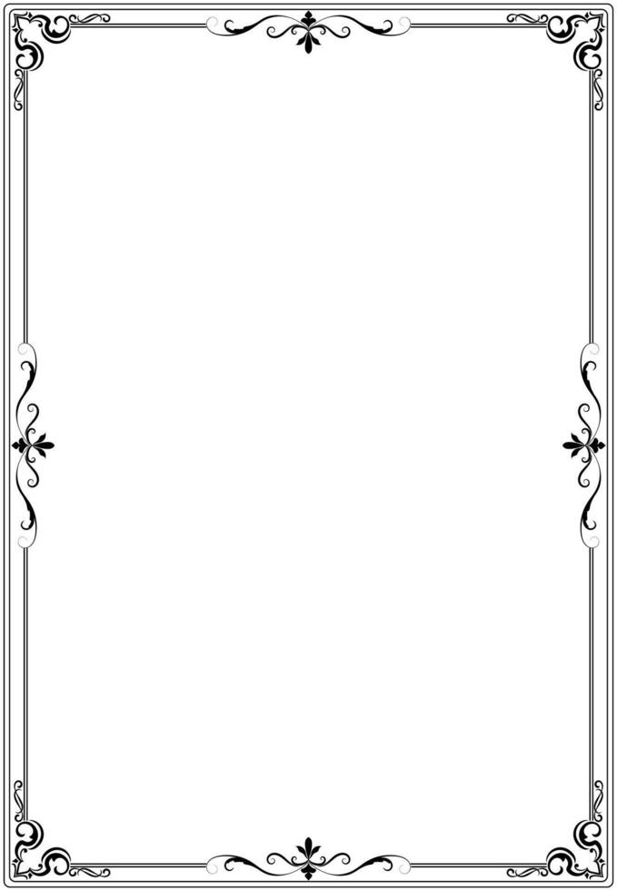 Elegant Ornate Border Frame A classic and timeless design, this ornate border frame features intricate flourishes and scrolls, adding a touch of sophistication and vintage charm to any document, cert vector