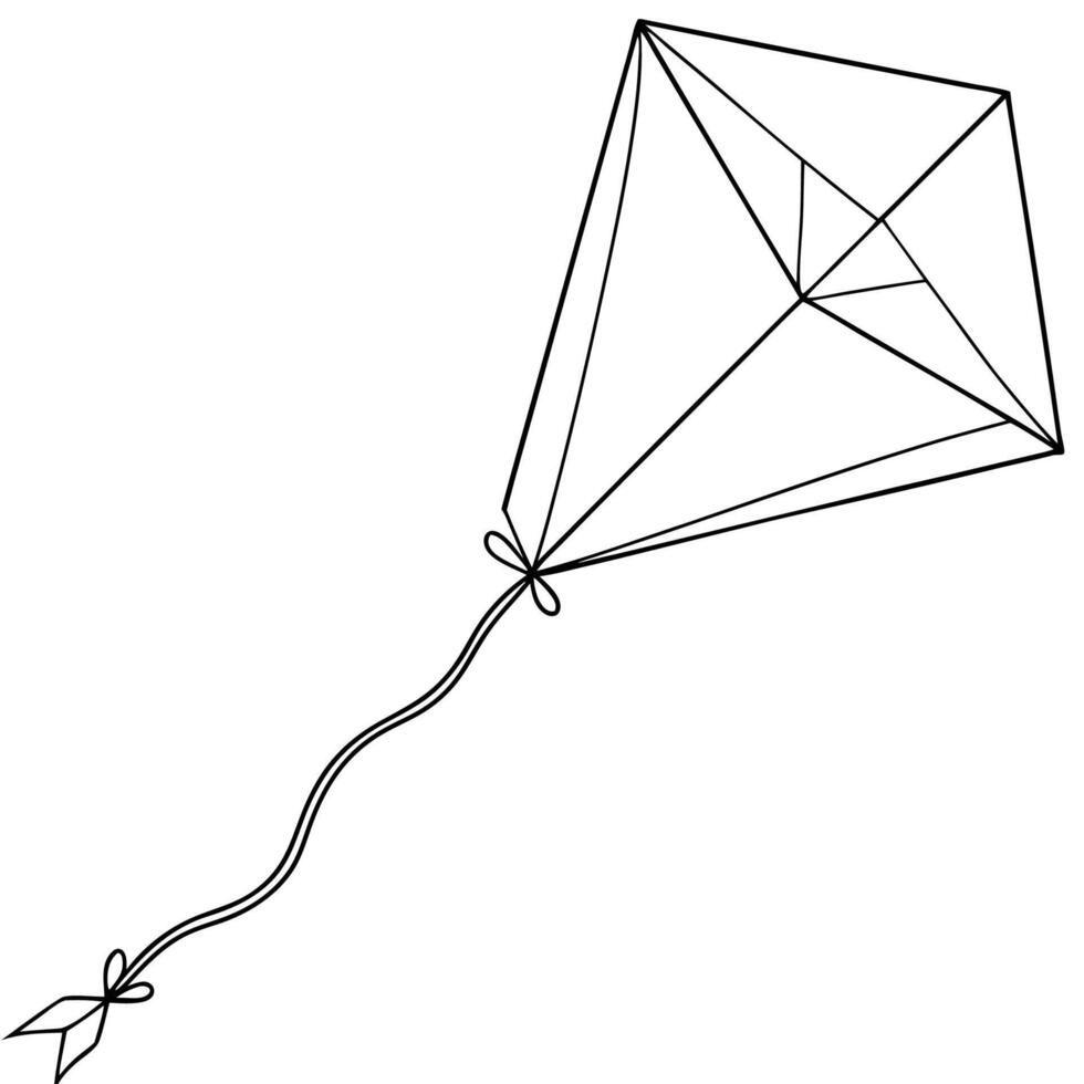 Beautiful Kite line drawing, Education and school kids coloring page vector