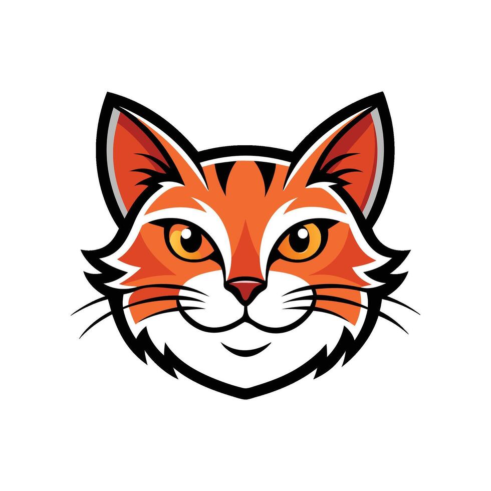 Animal Cute Cat Head Cartoon logo illustration on white background vector