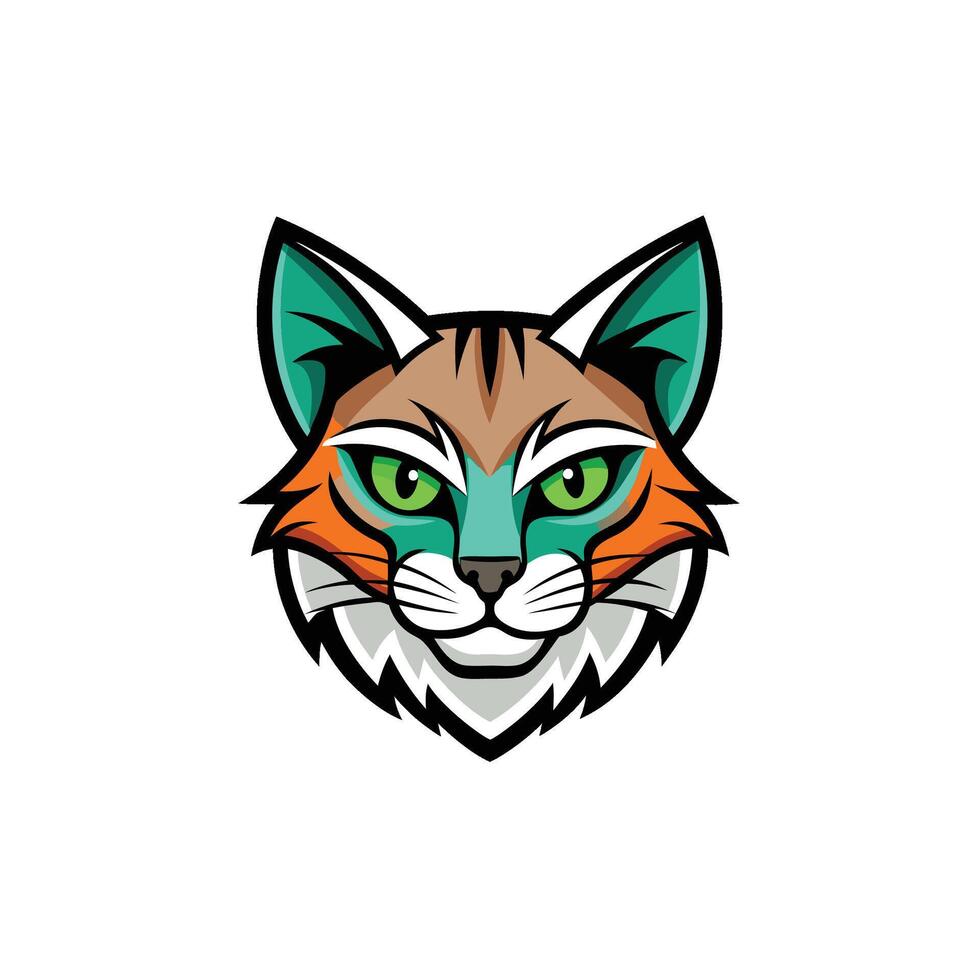 Animal Cute Cat Head Cartoon logo illustration on white background vector