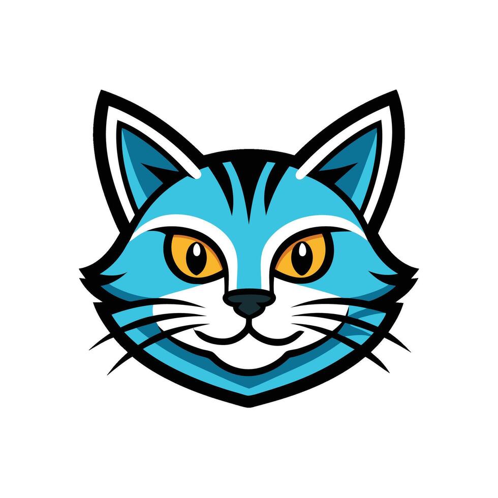 Animal Cute Cat Head Cartoon logo illustration on white background vector
