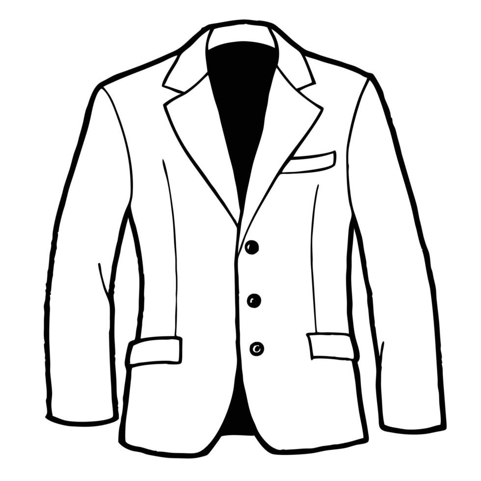 Hand drawn jacket outline on white background. Clothing costumes, Education and school kids coloring page vector