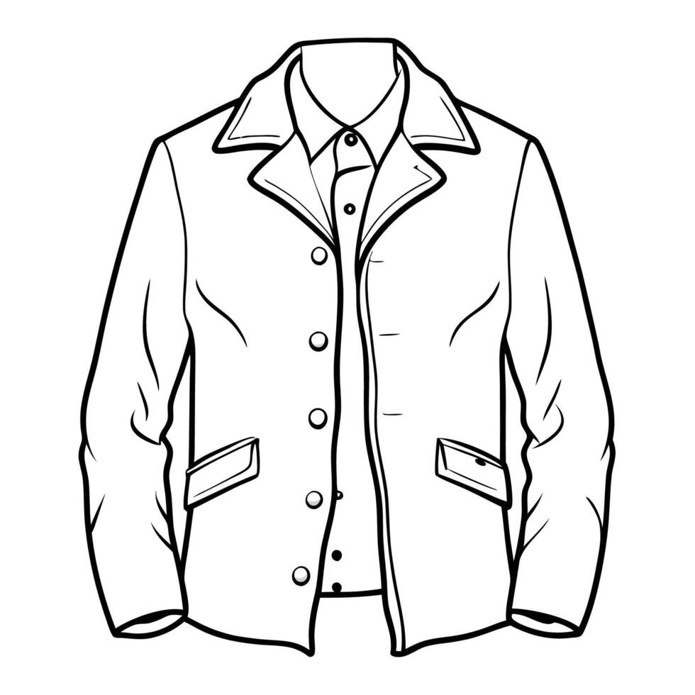 Hand drawn jacket outline on white background. Clothing costumes, Education and school kids coloring page vector