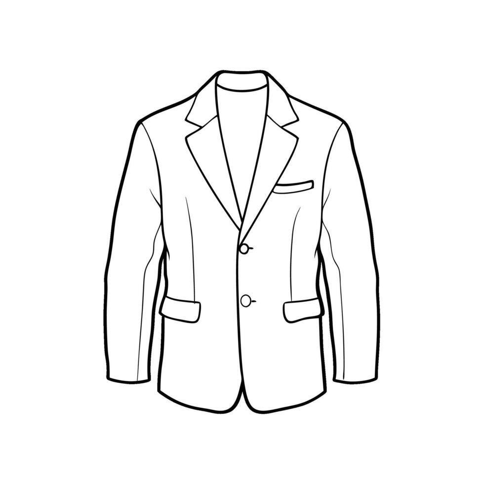 Hand drawn jacket outline on white background. Clothing costumes, Education and school kids coloring page vector