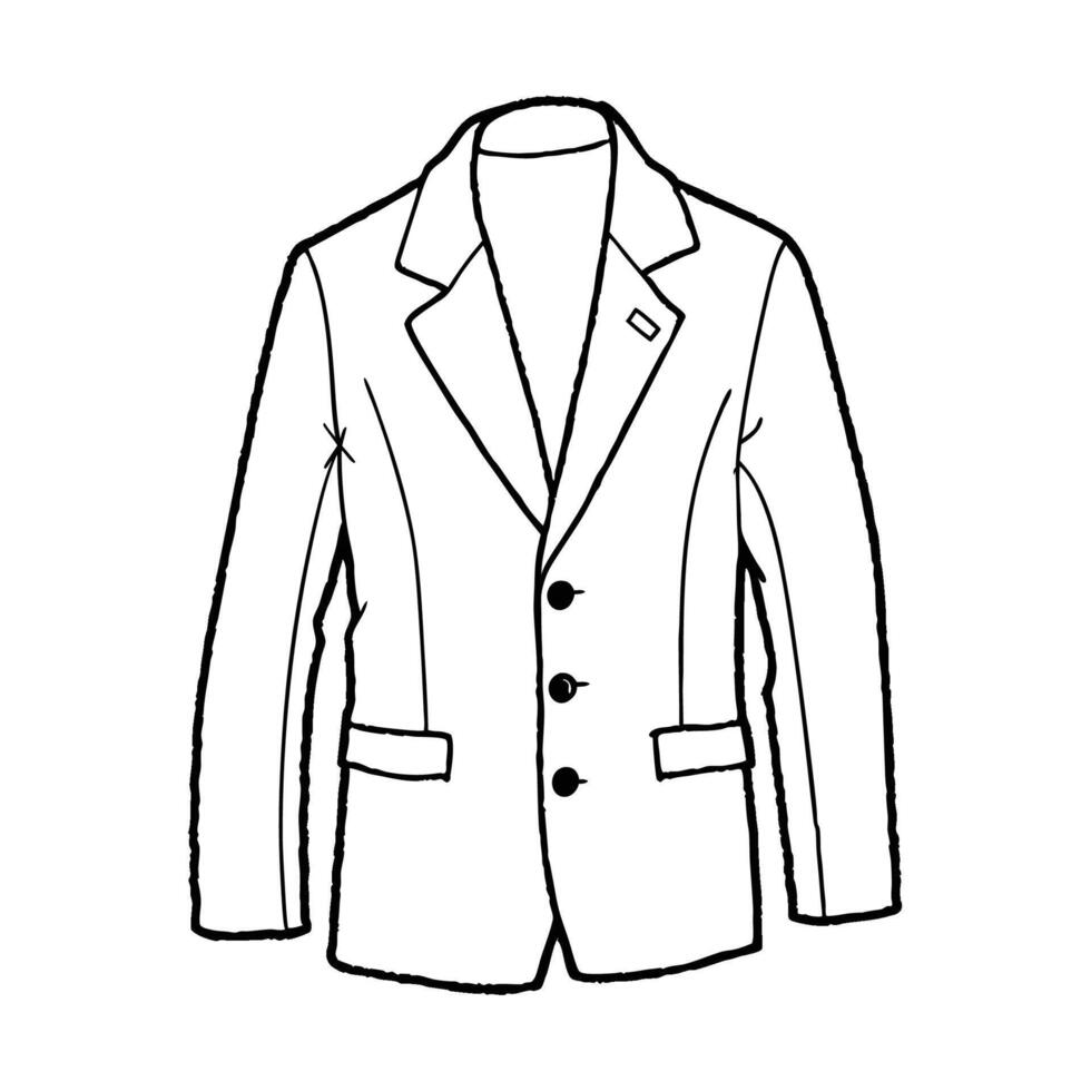 Hand drawn jacket outline on white background. Clothing costumes, Education and school kids coloring page vector