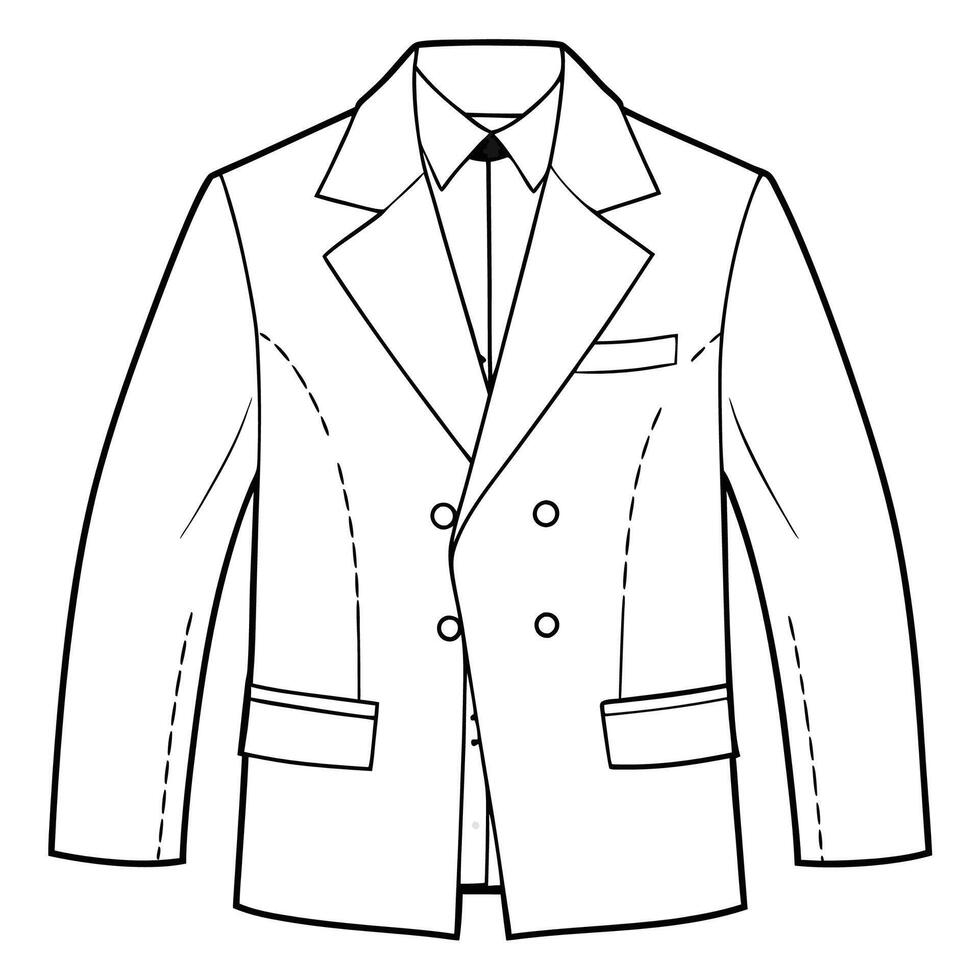 Hand drawn jacket outline on white background. Clothing costumes, Education and school kids coloring page vector
