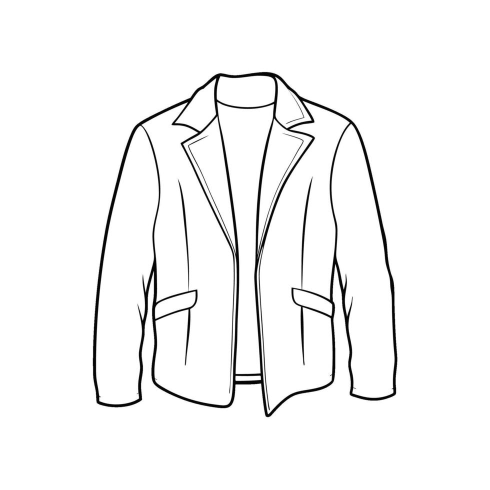Hand drawn jacket outline on white background. Clothing costumes, Education and school kids coloring page vector