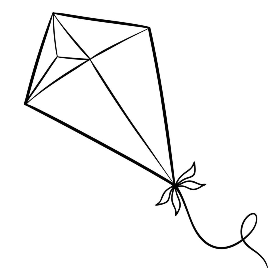 Beautiful Kite line drawing, Education and school kids coloring page vector