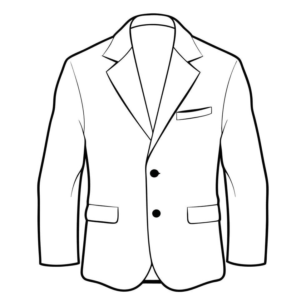 Hand drawn jacket outline on white background. Clothing costumes, Education and school kids coloring page vector