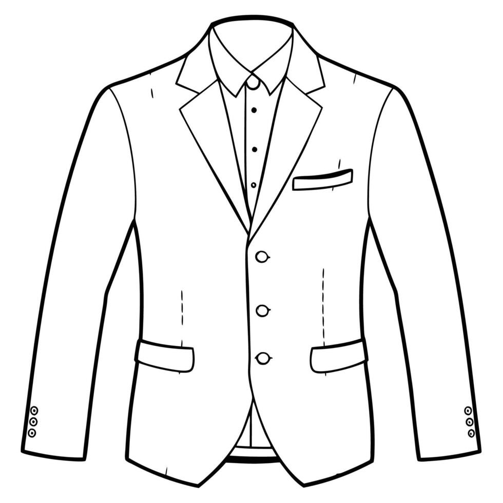 Hand drawn jacket outline on white background. Clothing costumes, Education and school kids coloring page vector