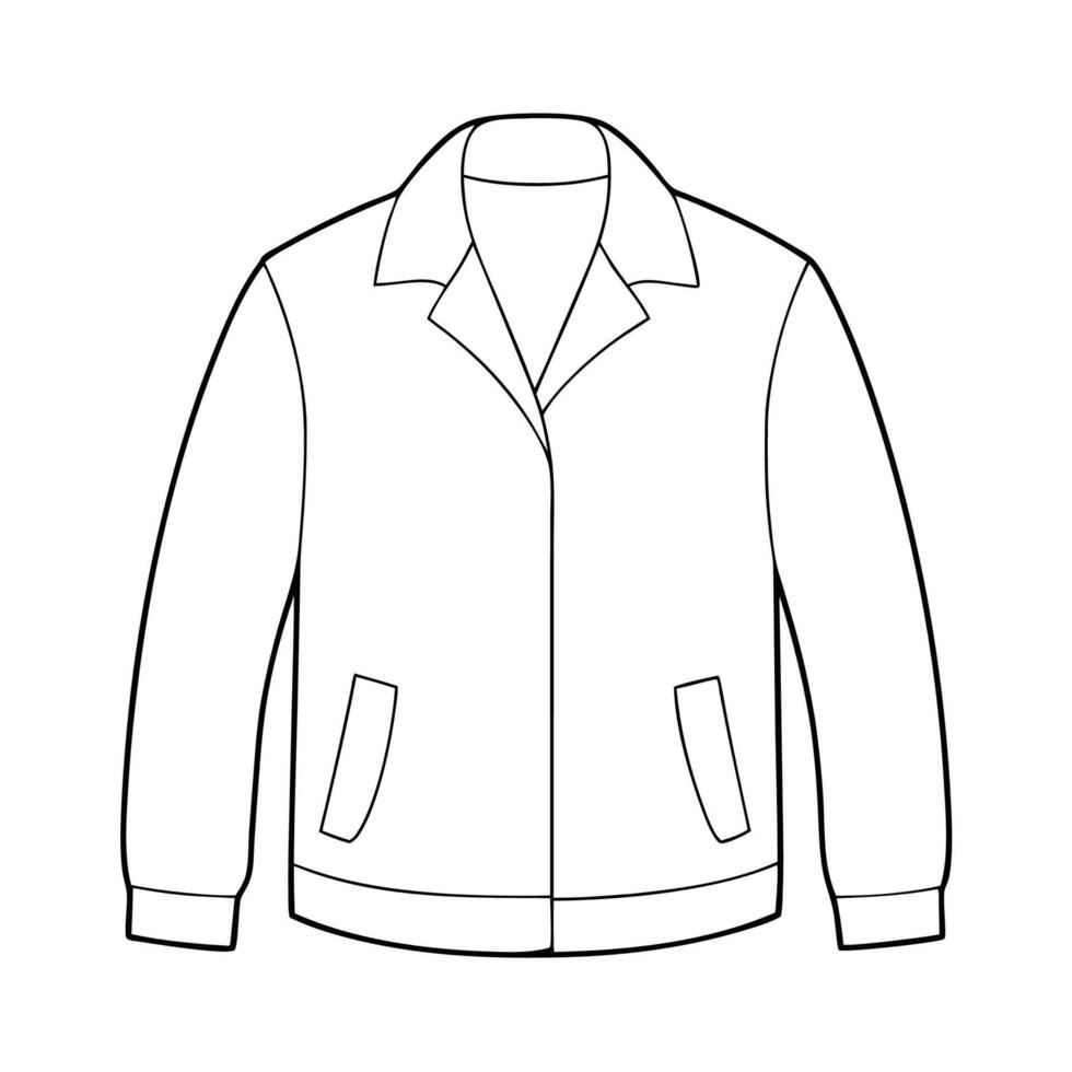 Hand drawn jacket outline on white background. Clothing costumes, Education and school kids coloring page vector