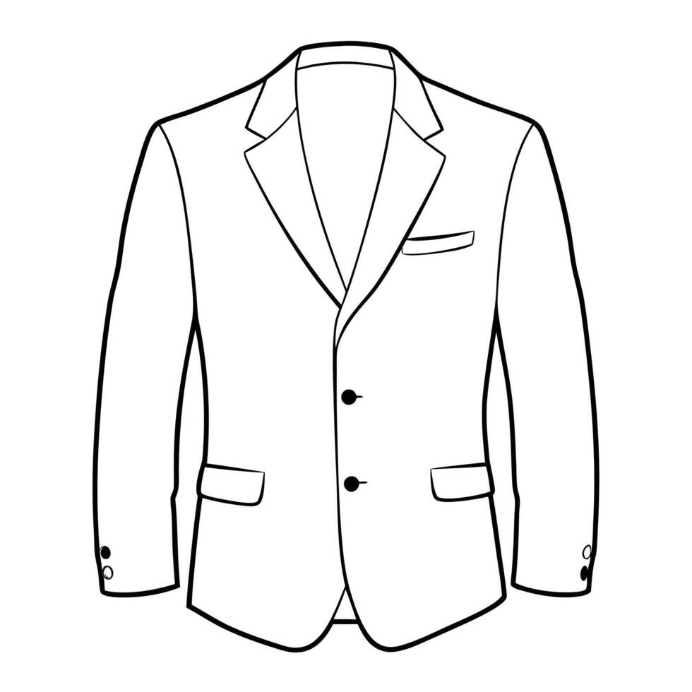 Hand drawn jacket outline on white background. Clothing costumes, Education and school kids coloring page vector