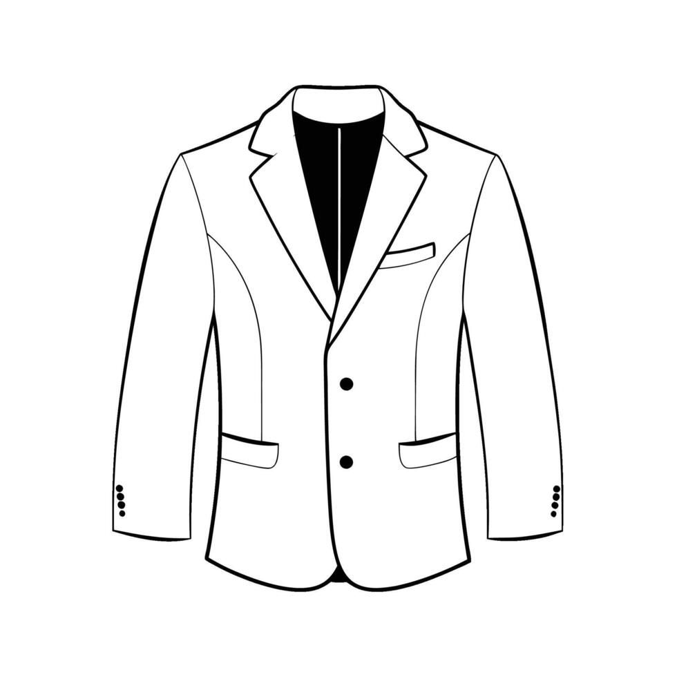 Hand drawn jacket outline on white background. Clothing costumes, Education and school kids coloring page vector