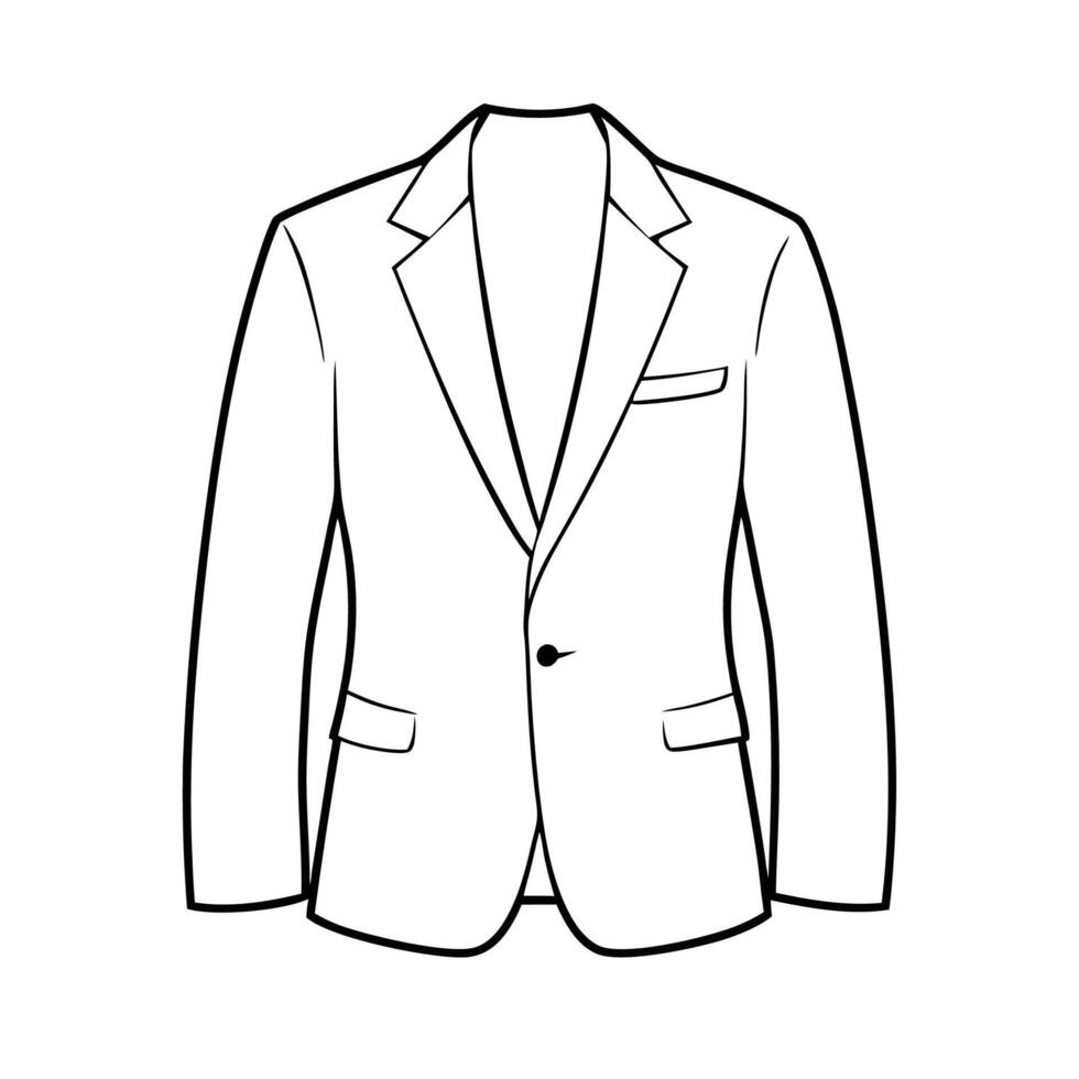 Hand drawn jacket outline on white background. Clothing costumes, Education and school kids coloring page vector