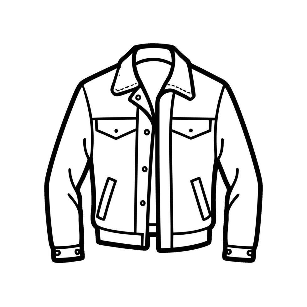 Hand drawn jacket outline on white background. Clothing costumes, Education and school kids coloring page vector