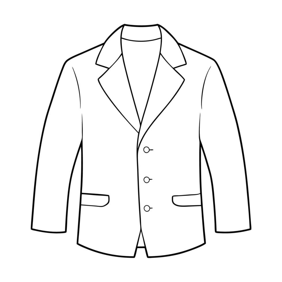 Hand drawn jacket outline on white background. Clothing costumes, Education and school kids coloring page vector