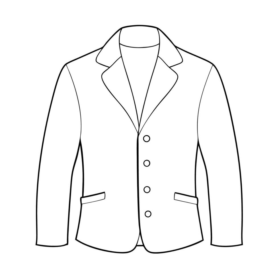 Hand drawn jacket outline on white background. Clothing costumes, Education and school kids coloring page vector