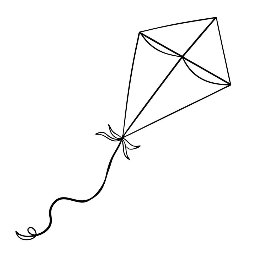 Beautiful Kite line drawing, Education and school kids coloring page vector