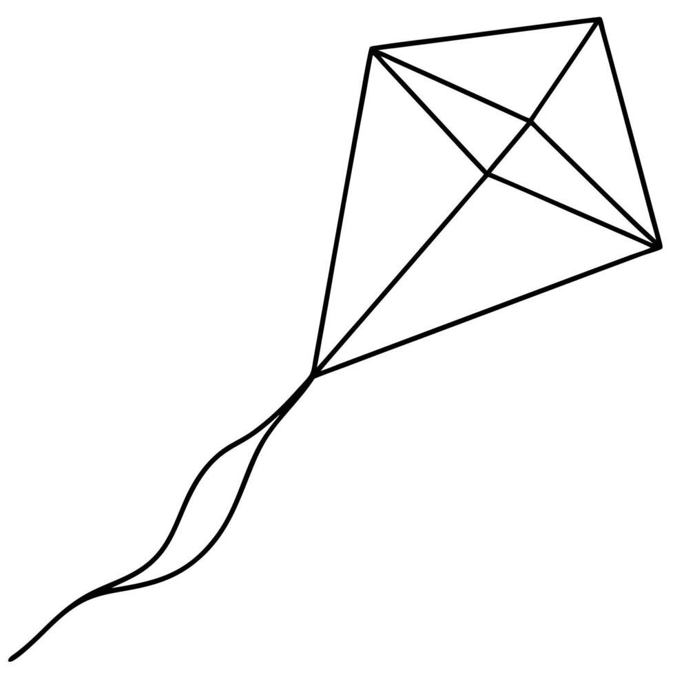 Beautiful Kite line drawing, Education and school kids coloring page vector