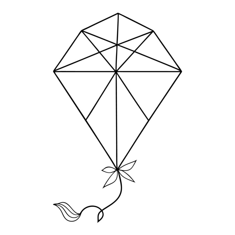 Beautiful Kite line drawing, Education and school kids coloring page vector