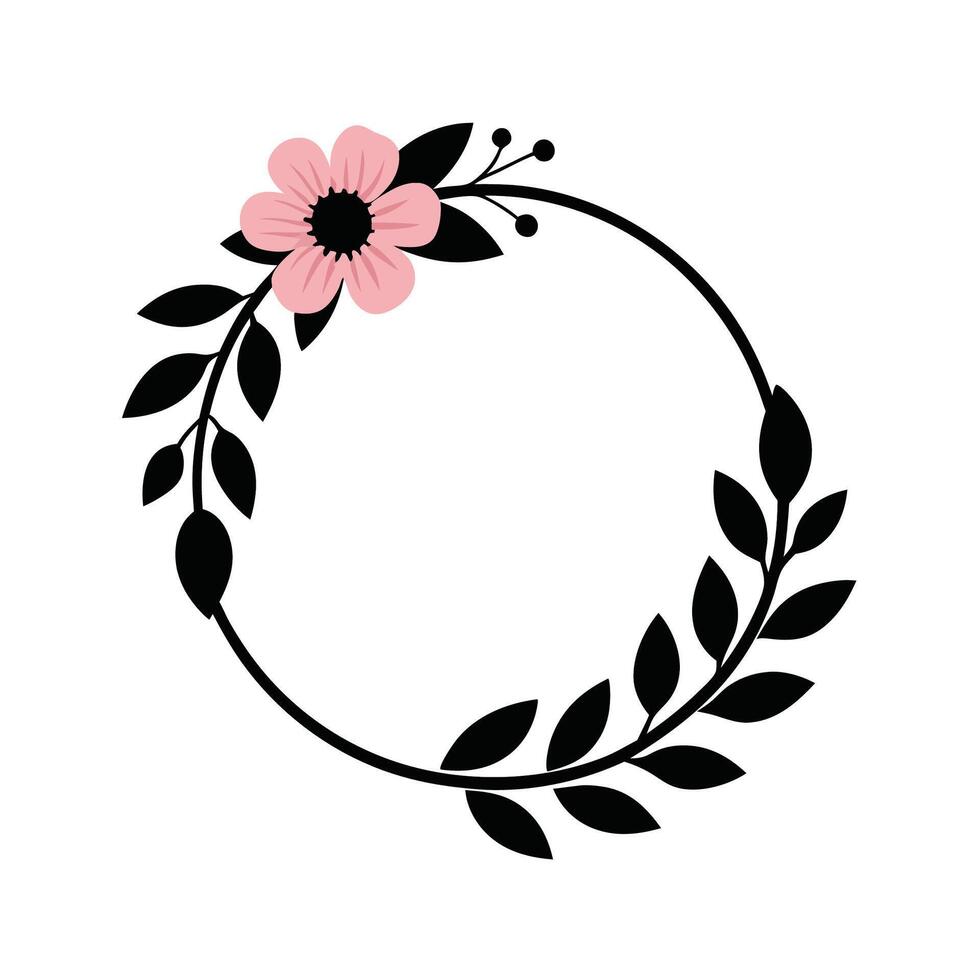Round Floral Card with watercolor stylish illustration vector