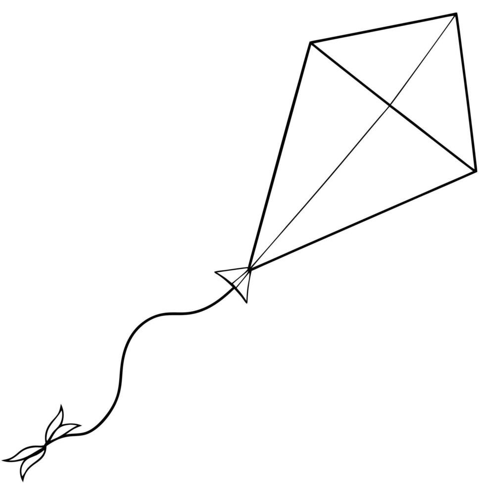 Beautiful Kite line drawing, Education and school kids coloring page vector