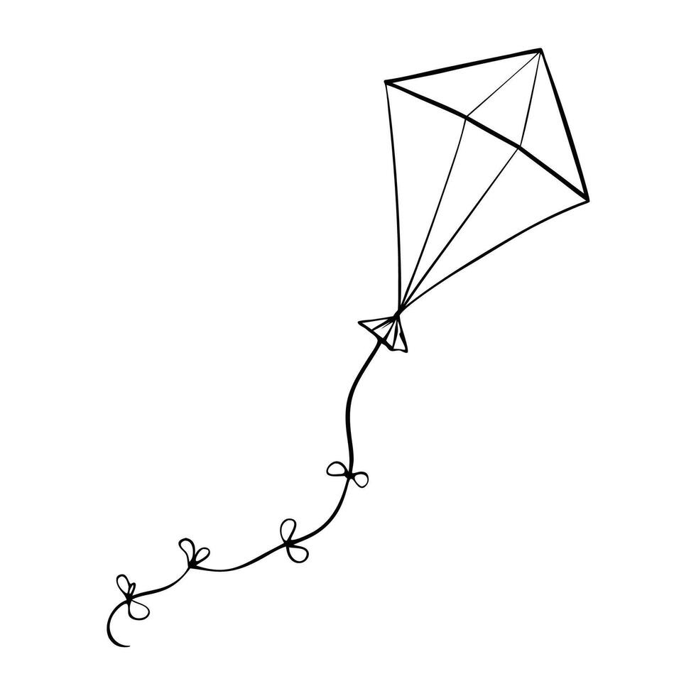 Beautiful Kite line drawing, Education and school kids coloring page vector