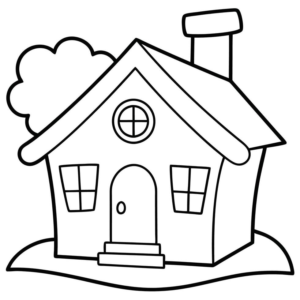 House Outline or line art drawing for children activity with black and white image vector