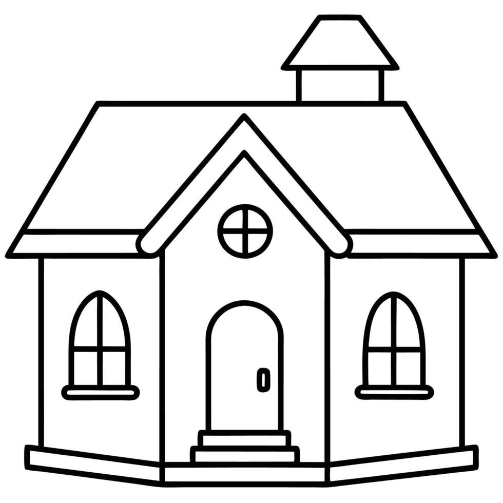 House Outline or line art drawing for children activity with black and white image vector