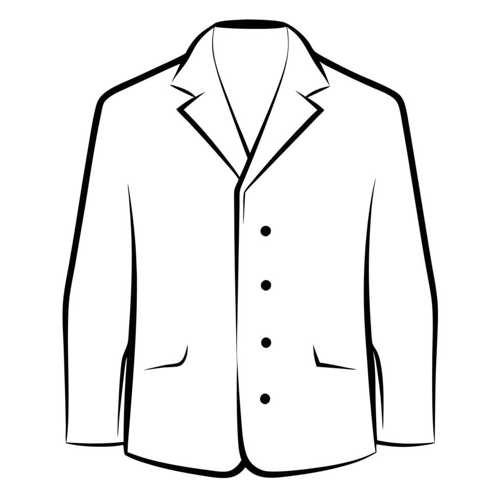 Hand drawn jacket outline on white background. Clothing costumes, Education and school kids coloring page vector