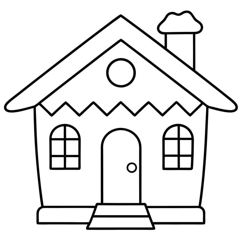 House Outline or line art drawing for children activity with black and white image vector