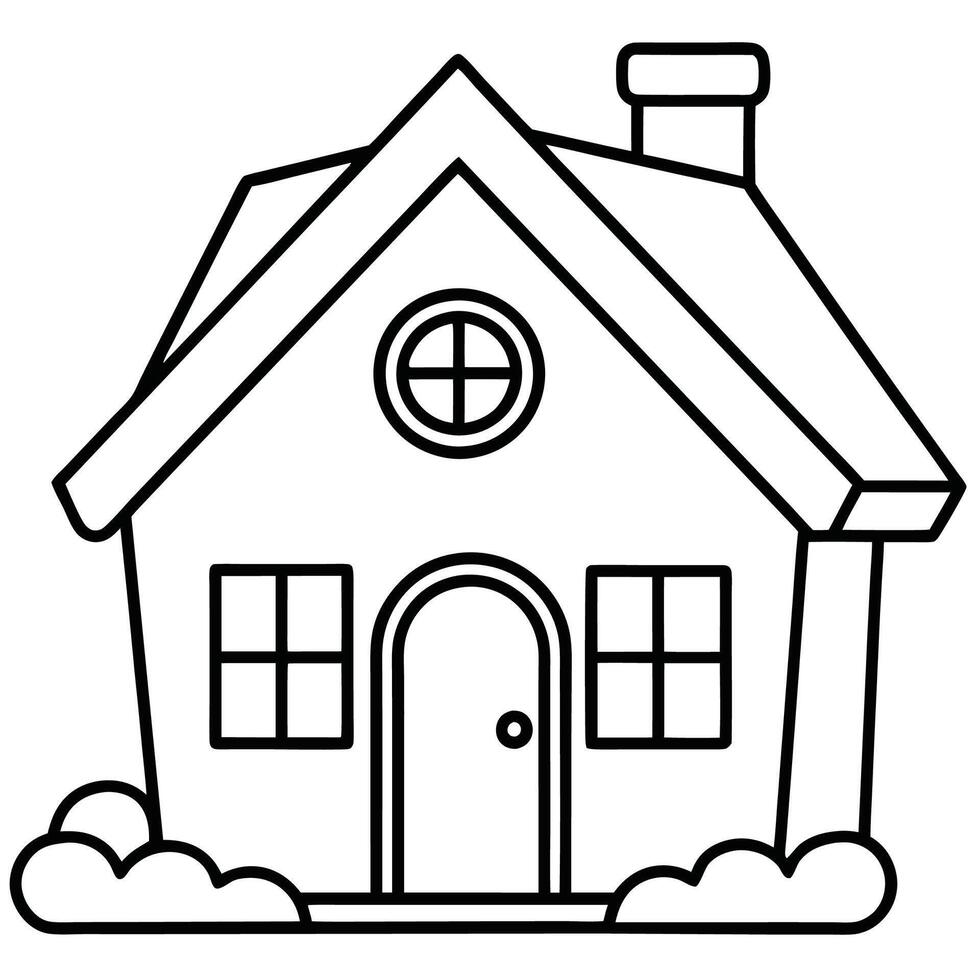 House Outline or line art drawing for children activity with black and white image vector