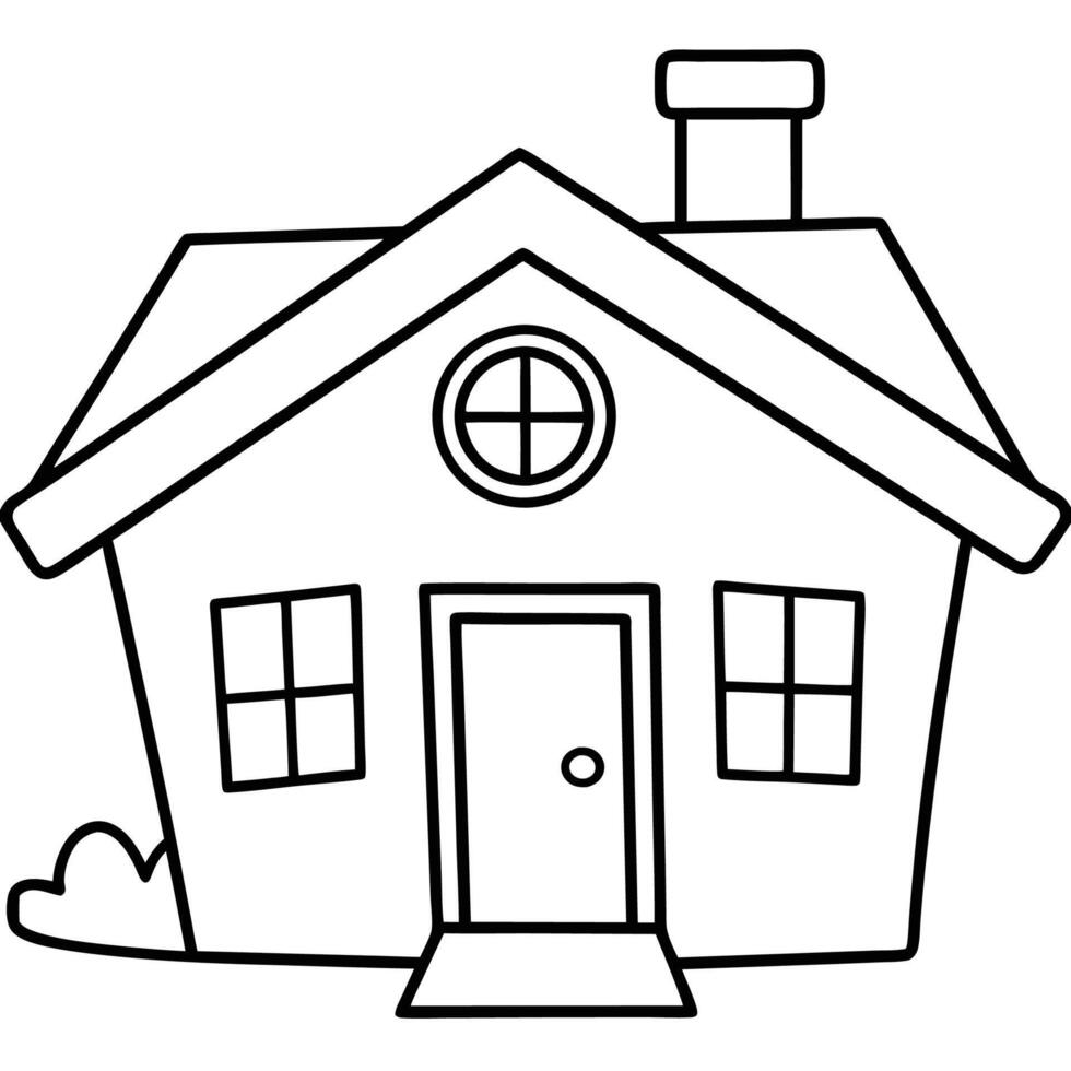 House Outline or line art drawing for children activity with black and white image vector