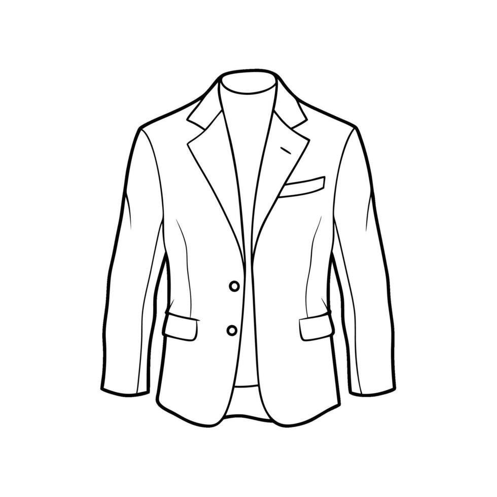 Hand drawn jacket outline on white background. Clothing costumes, Education and school kids coloring page vector