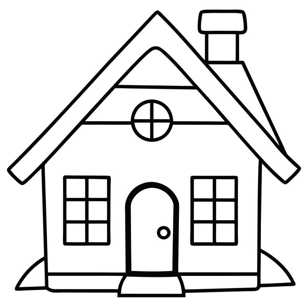 House Outline or line art drawing for children activity with black and white image vector