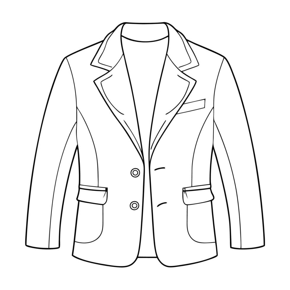 Hand drawn jacket outline on white background. Clothing costumes, Education and school kids coloring page vector