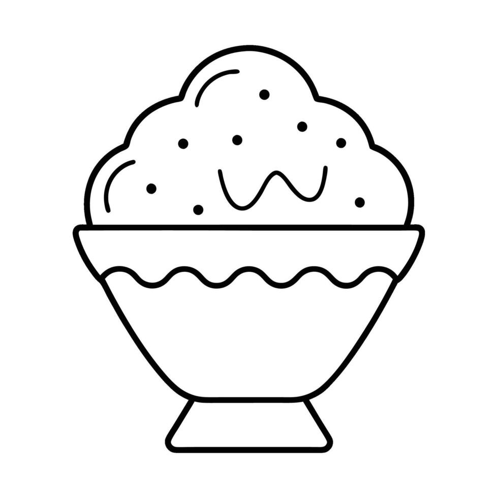 Ice cream outline design on white background for children activity with black and white image vector