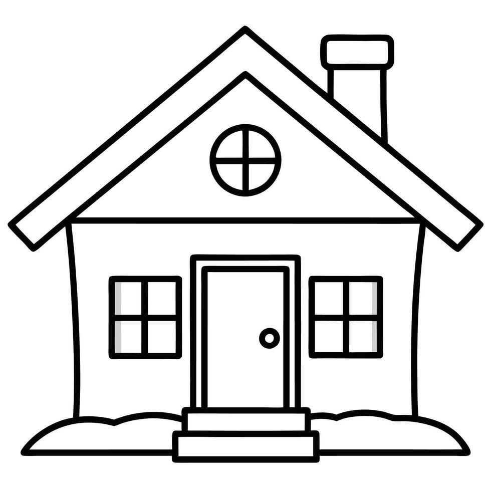 House Outline or line art drawing for children activity with black and white image vector