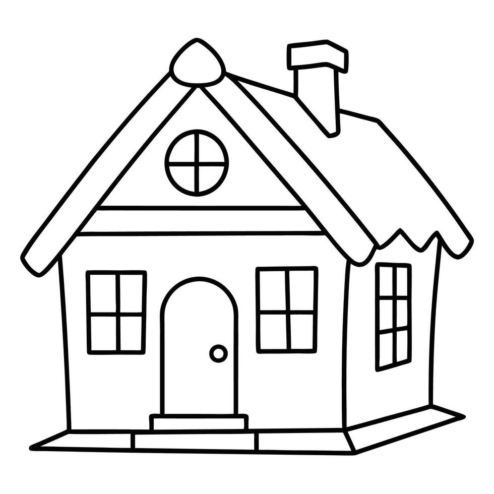 House Outline or line art drawing for children activity with black and white image vector