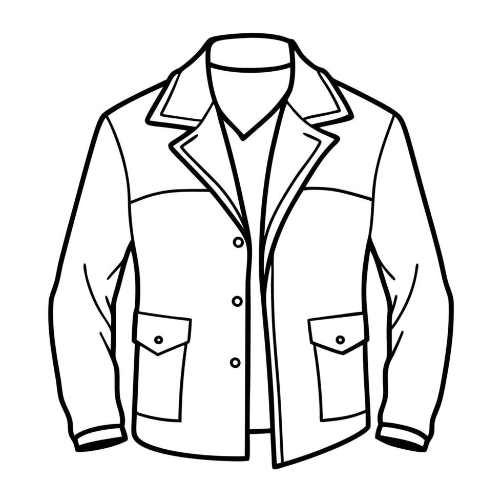 Hand drawn jacket outline on white background. Clothing costumes, Education and school kids coloring page vector