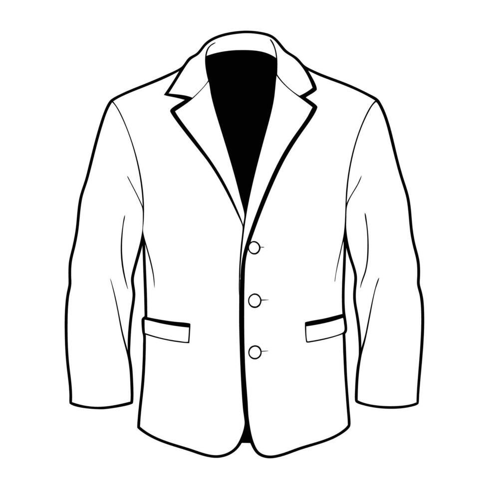 Hand drawn jacket outline on white background. Clothing costumes, Education and school kids coloring page vector