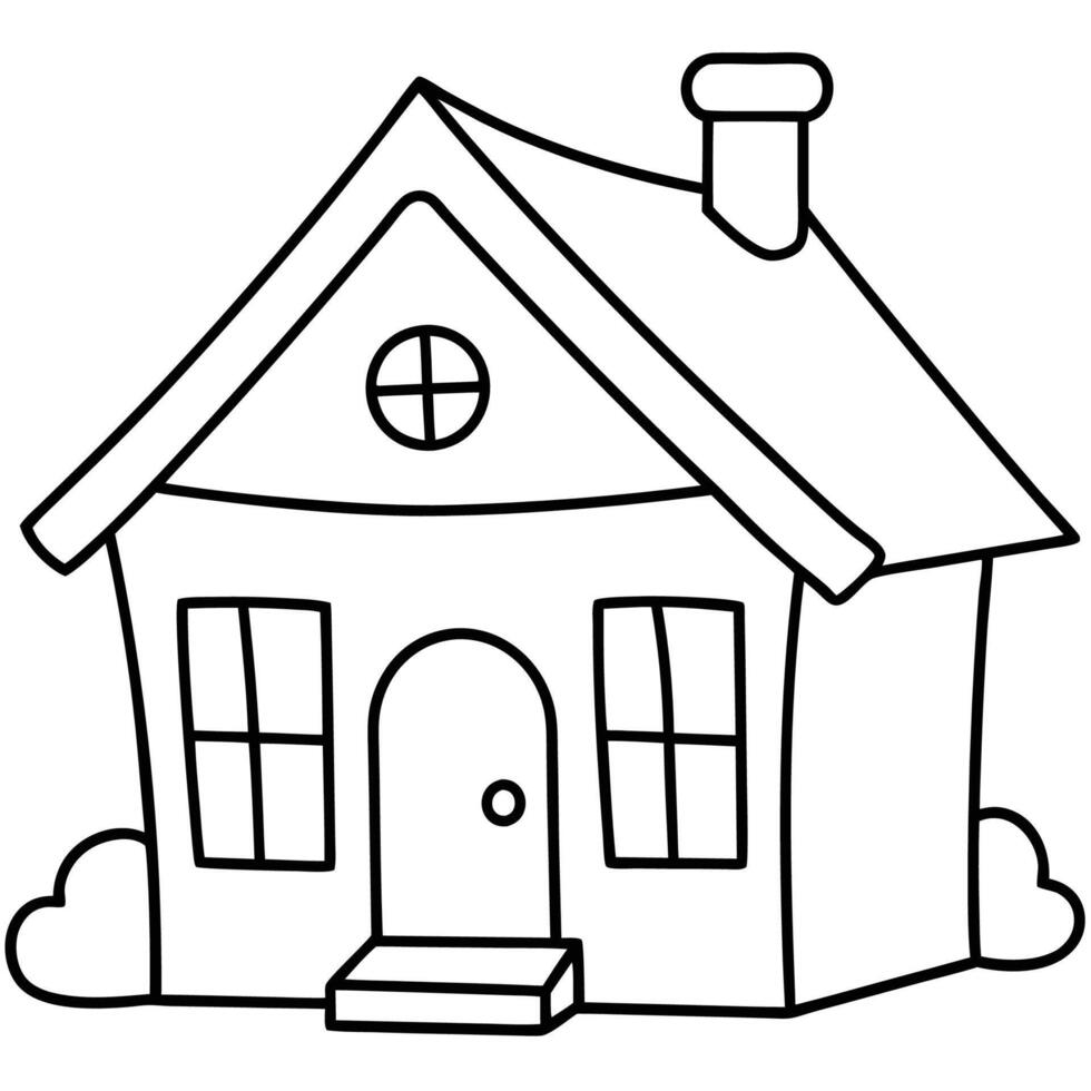 House Outline or line art drawing for children activity with black and white image vector