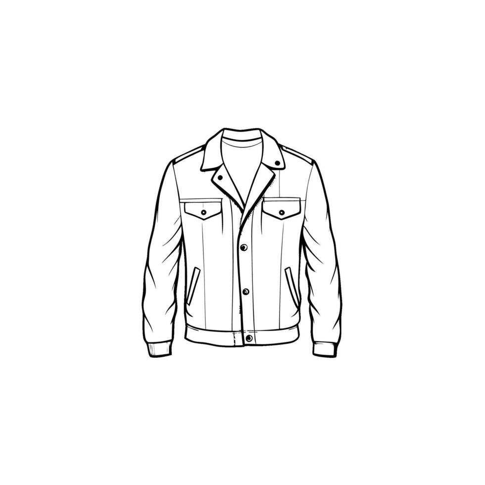 Hand drawn jacket outline on white background. Clothing costumes, Education and school kids coloring page vector