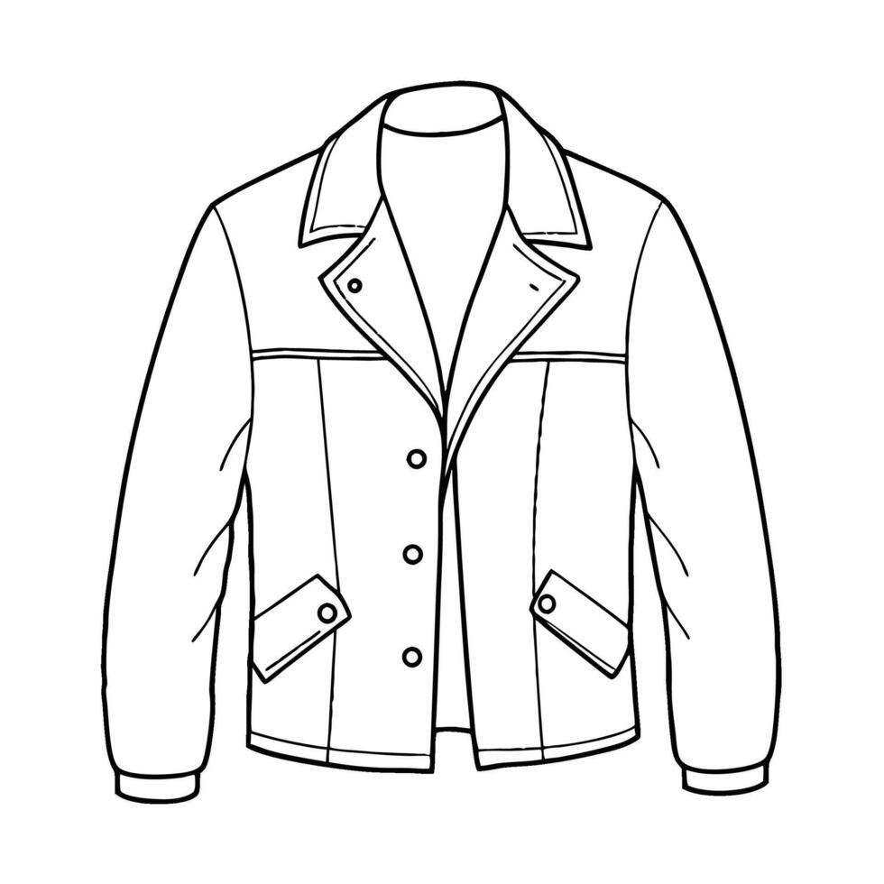 Hand drawn jacket outline on white background. Clothing costumes, Education and school kids coloring page vector