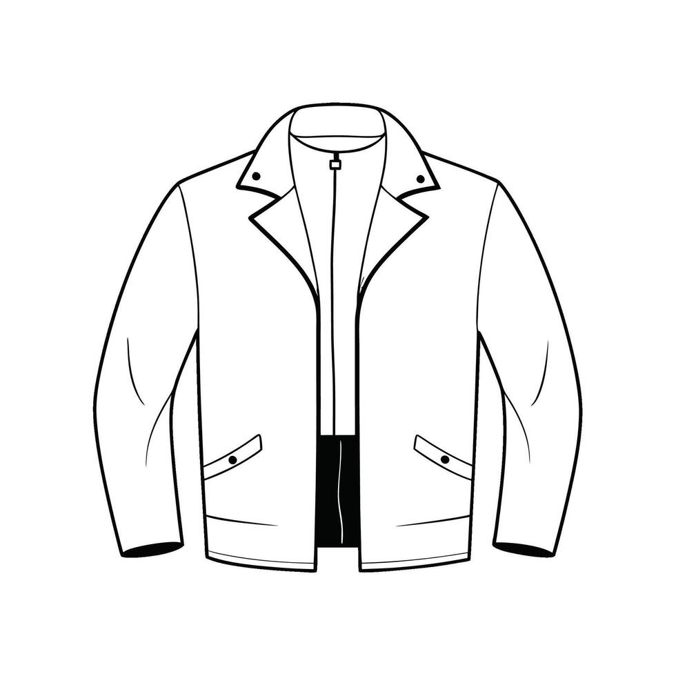 Hand drawn jacket outline on white background. Clothing costumes, Education and school kids coloring page vector