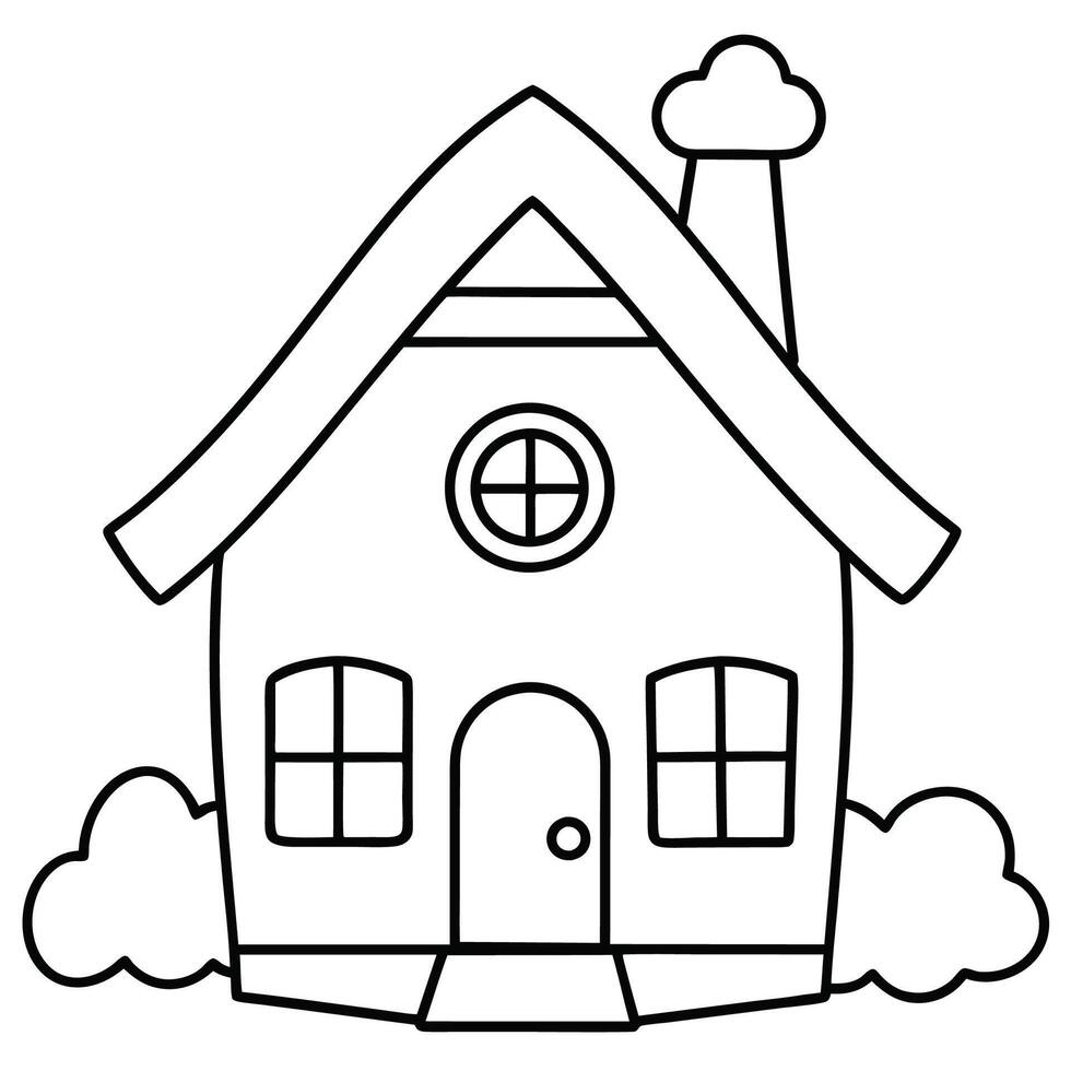 House Outline or line art drawing for children activity with black and white image vector