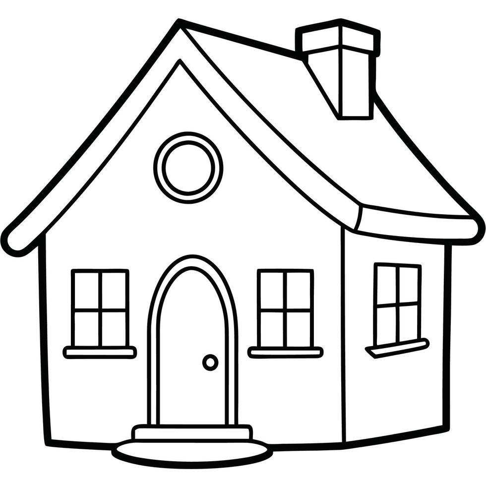 House Outline or line art drawing for children activity with black and white image vector