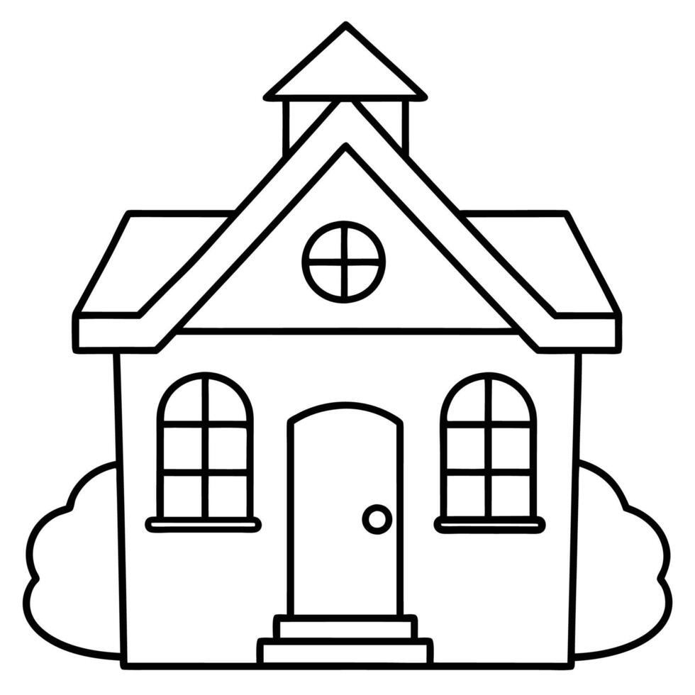 House Outline or line art drawing for children activity with black and white image vector