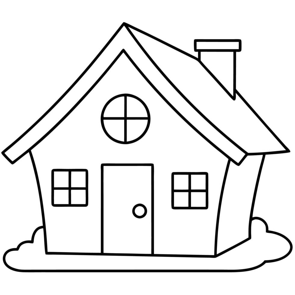 House Outline or line art drawing for children activity with black and white image vector