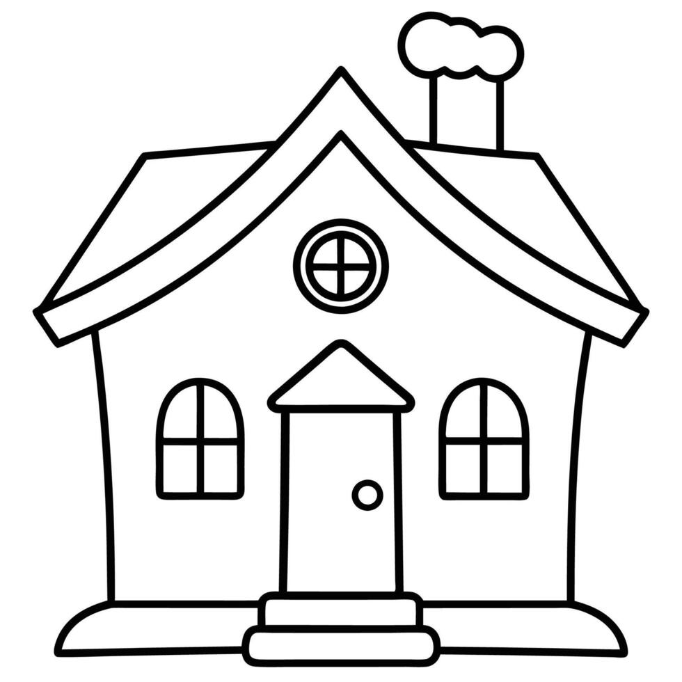 House Outline or line art drawing for children activity with black and white image vector